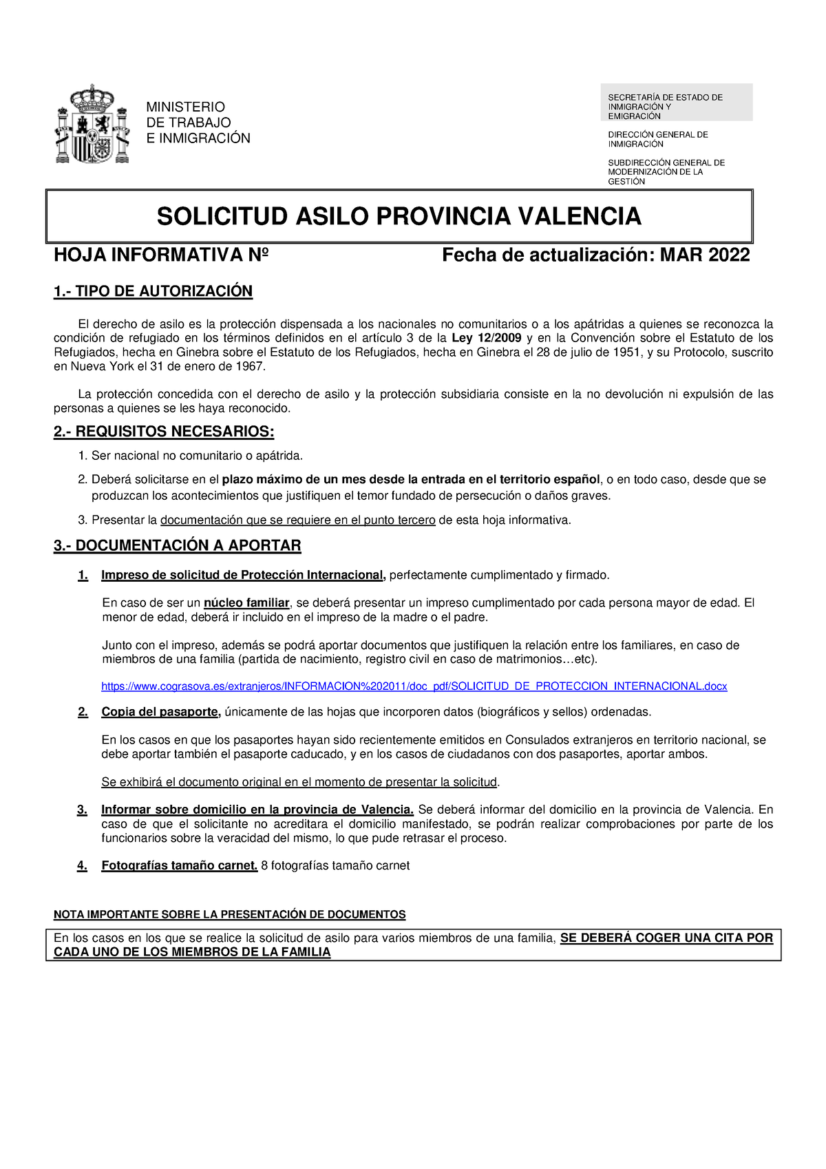 Instrucciones Solicitud De Asilo-1 - MINISTERIO DE TRABAJO E ...