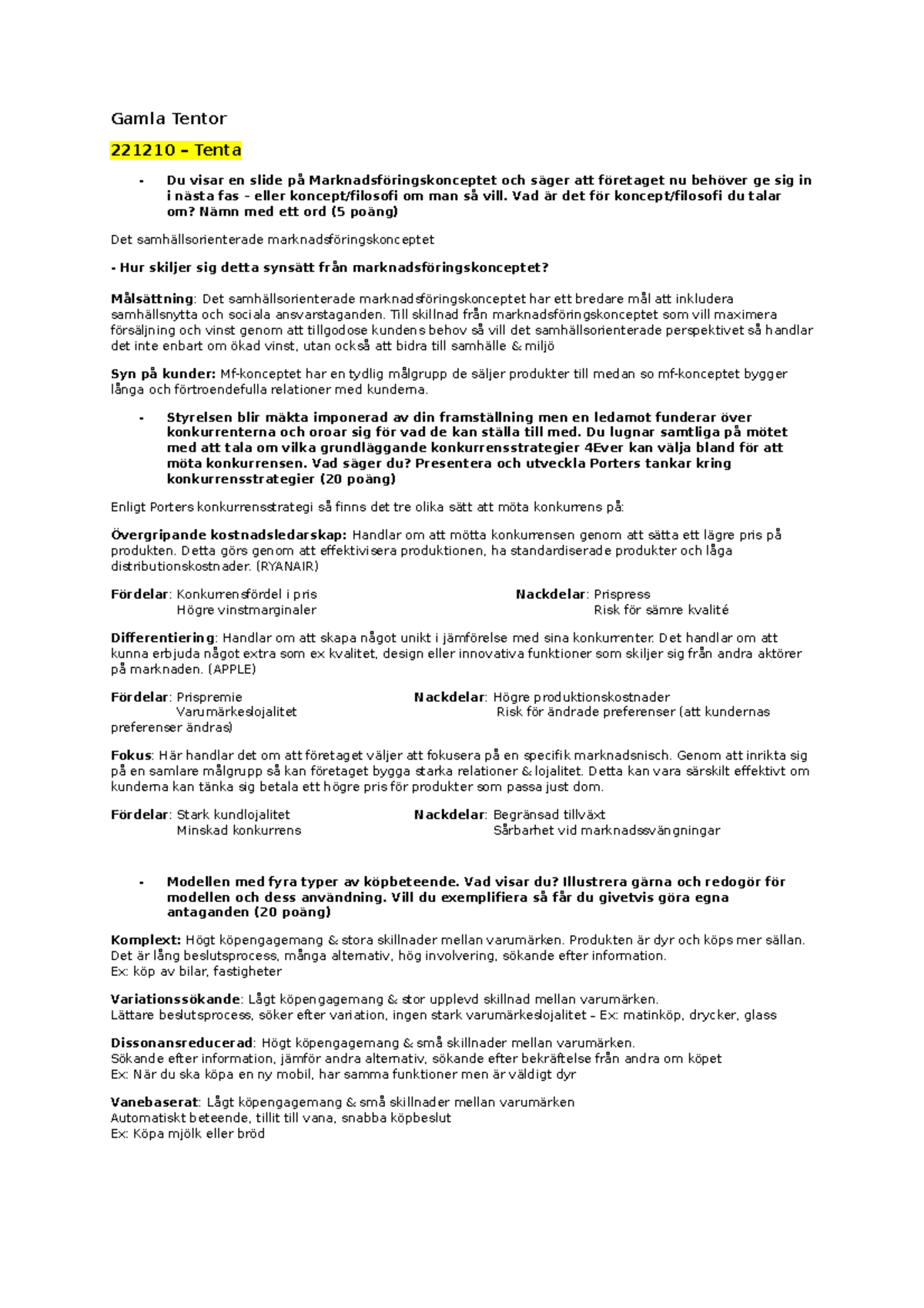 Gamla Tentor - Marknadsföring - Gamla Tentor 221210 – Tenta Du visar en ...