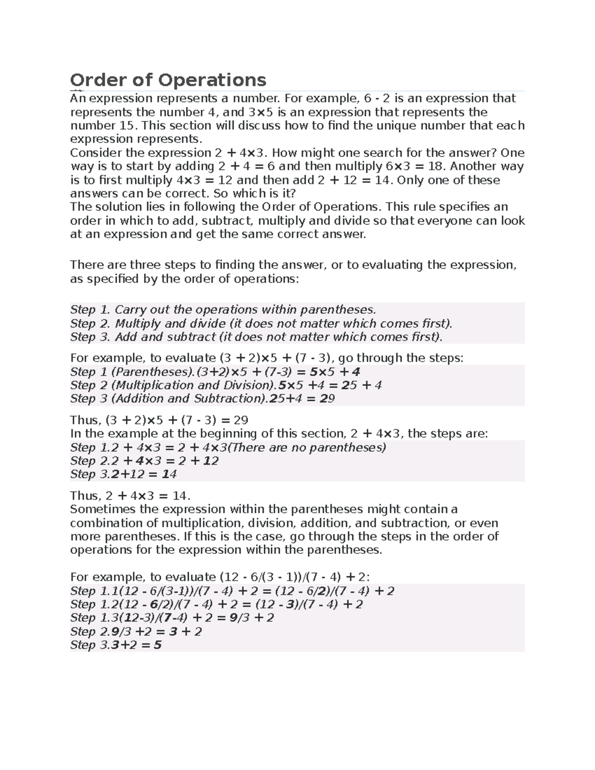 Order of Operations - hello - Order of OperationsTopics Order of ...