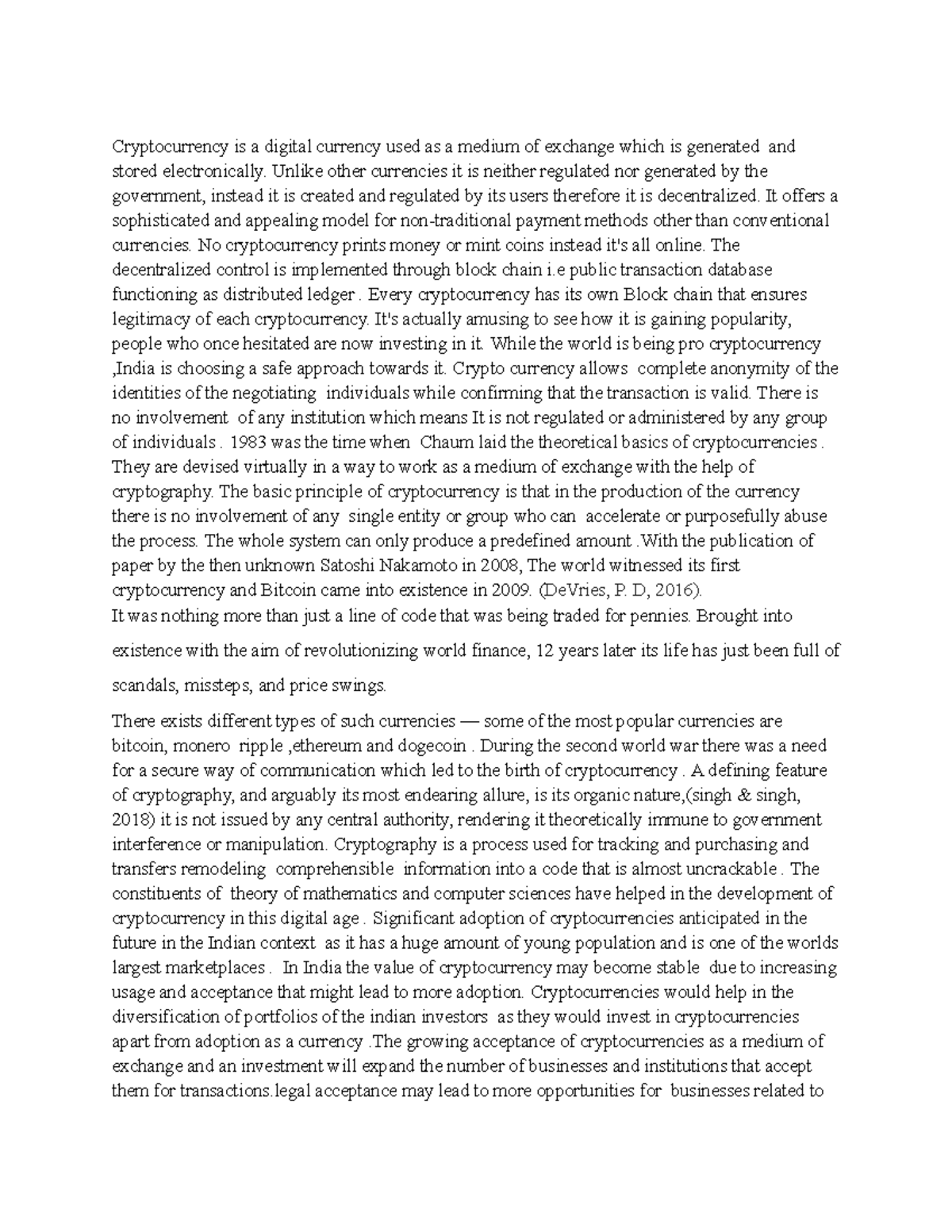 Money and banking assignment Cryptocurrency is a digital currency