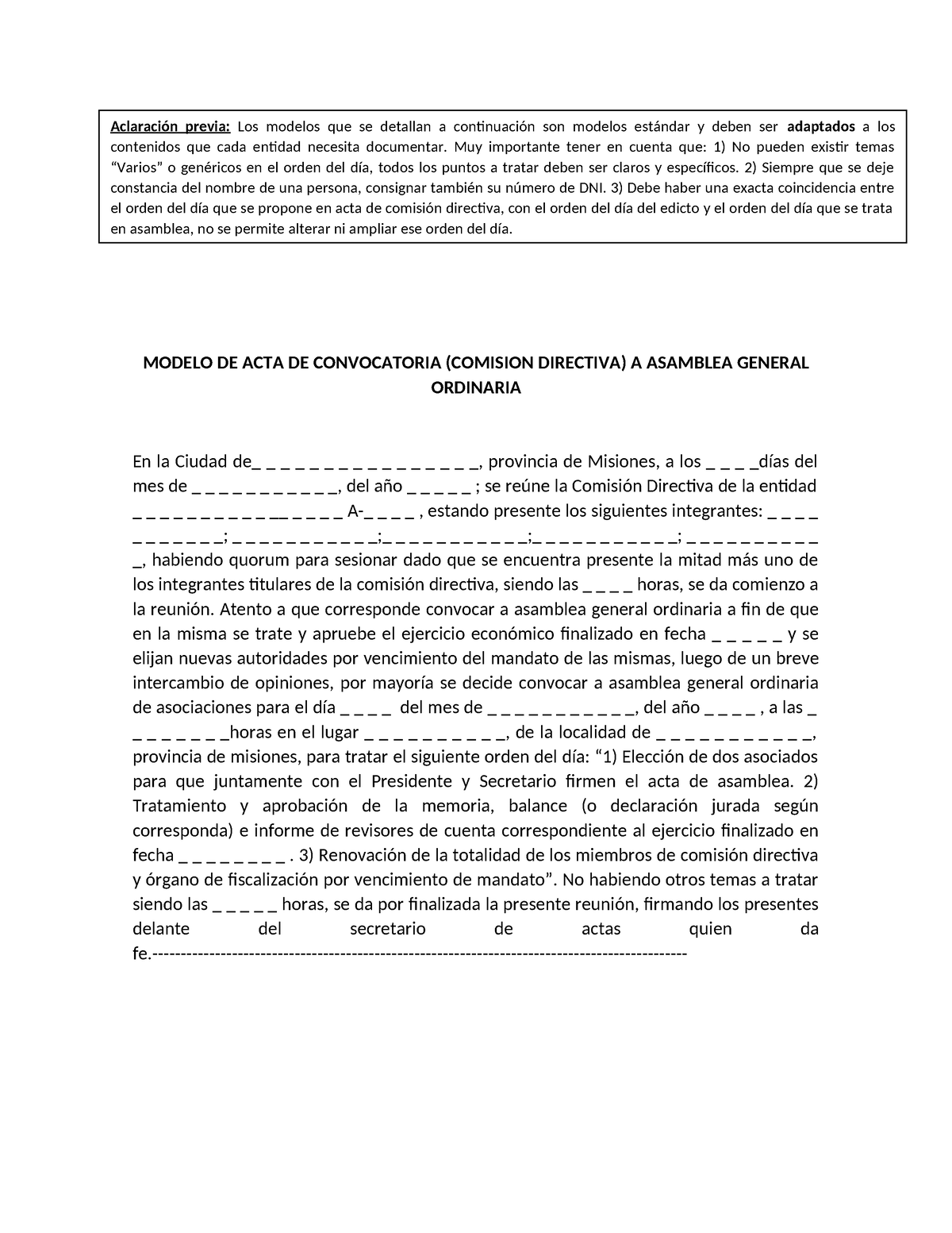 Modelos De Actas Y Edictos Asamblea Ordinaria Modelo De Acta De