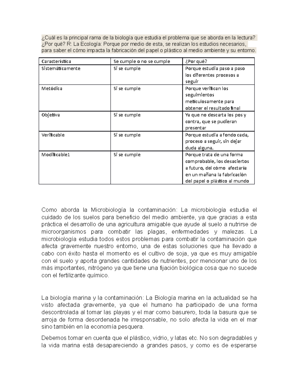 Actividad Integradora 3 M3S - ¿Cuál Es La Principal Rama De La Biología ...