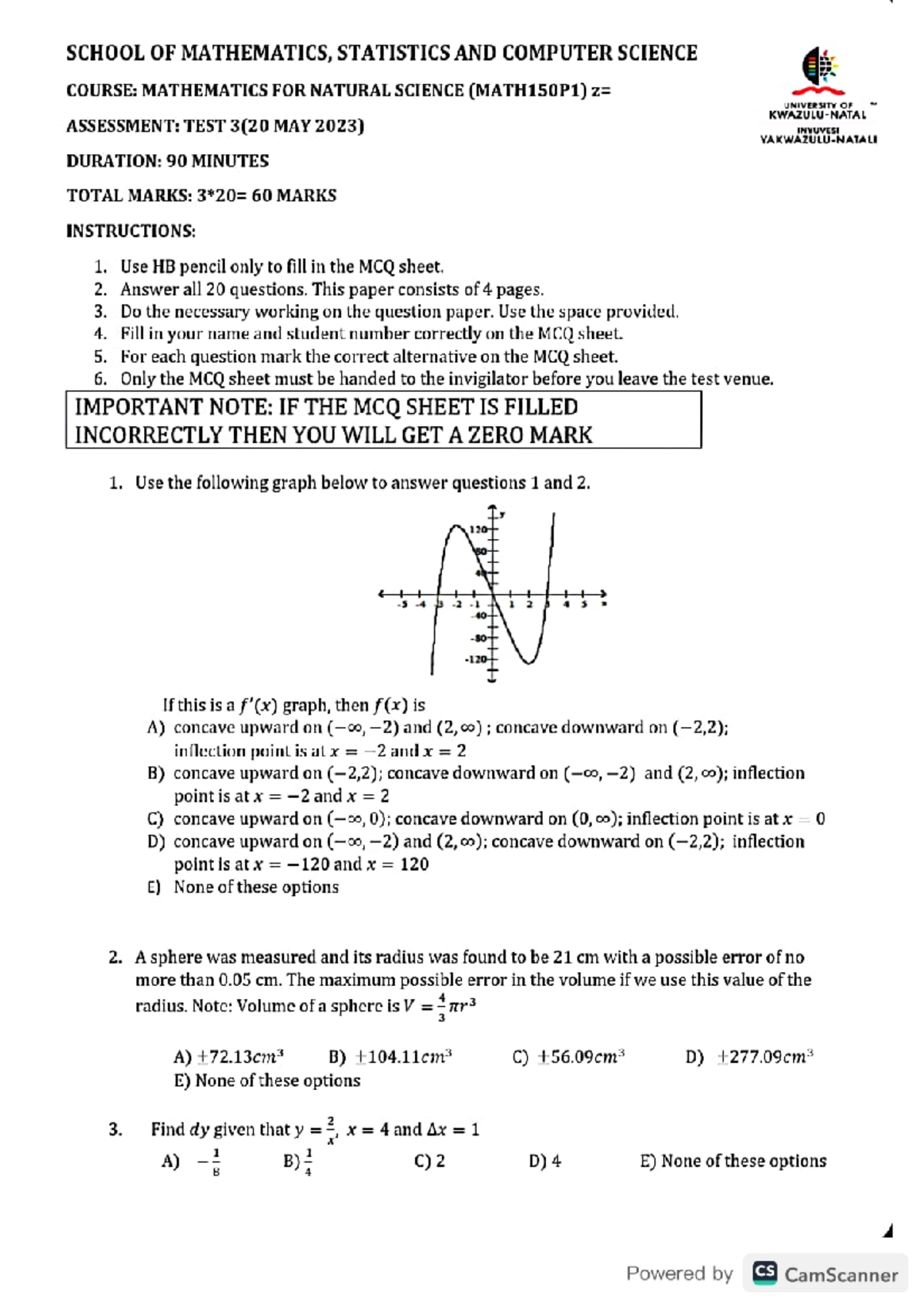 Math150 Test 3 2023 - MATH150 - Studocu