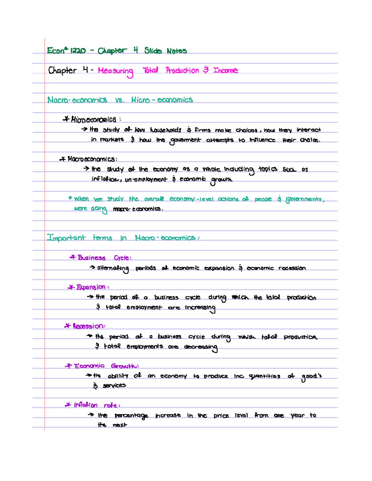 Chapter 4- Slide notes - Econ 1220 Chapter 4 Slide Notes ...