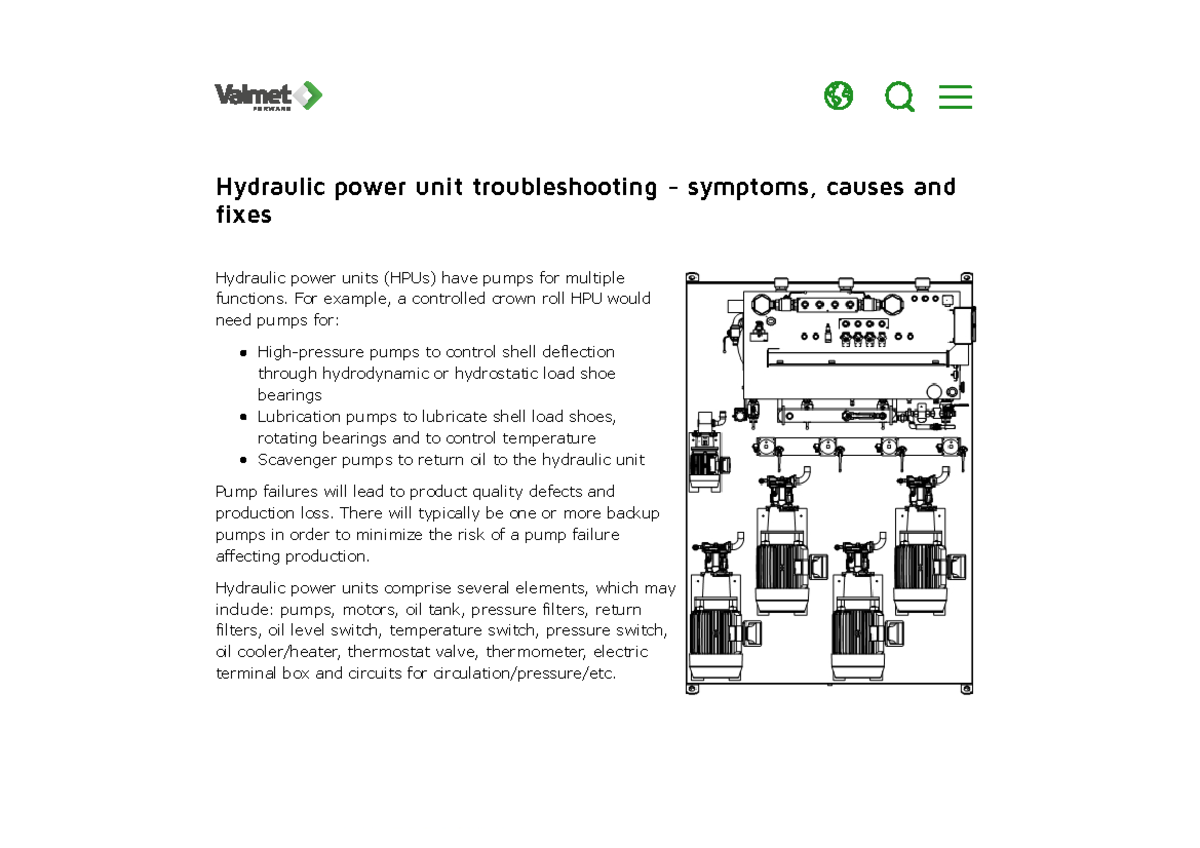 Hydraulic power unit troubleshooting symptoms, causes and fix Hydraulic power unit Studocu