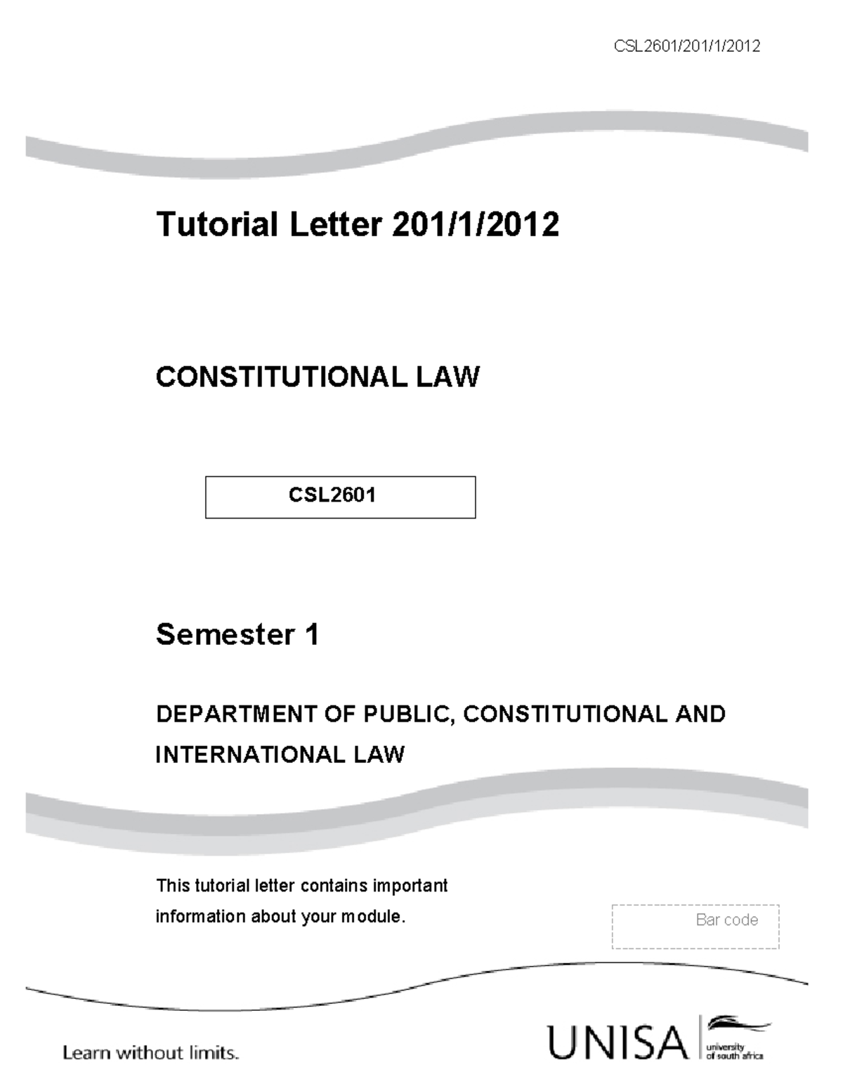 Csl questions and answers Tutorial Letter 201/1/ CONSTITUTIONAL LAW