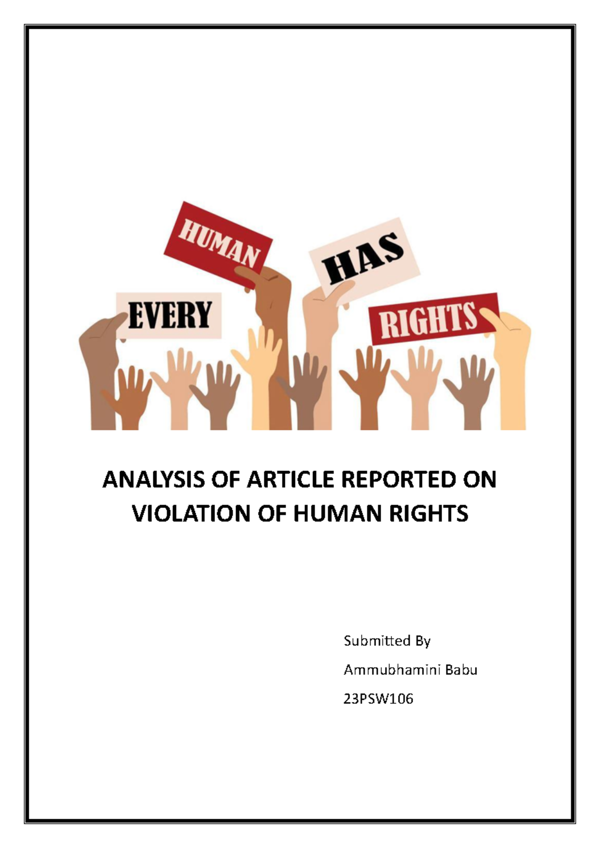 Analysis OF Article Reported ON Violation OF Human Rights - ANALYSIS OF ...