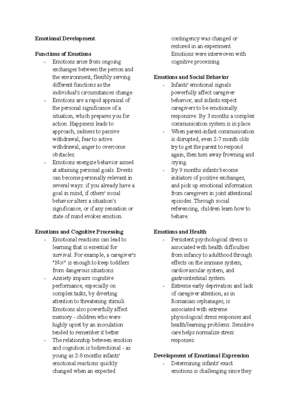 Chapter 10 - Emotional Development - Emotional Development Functions of ...