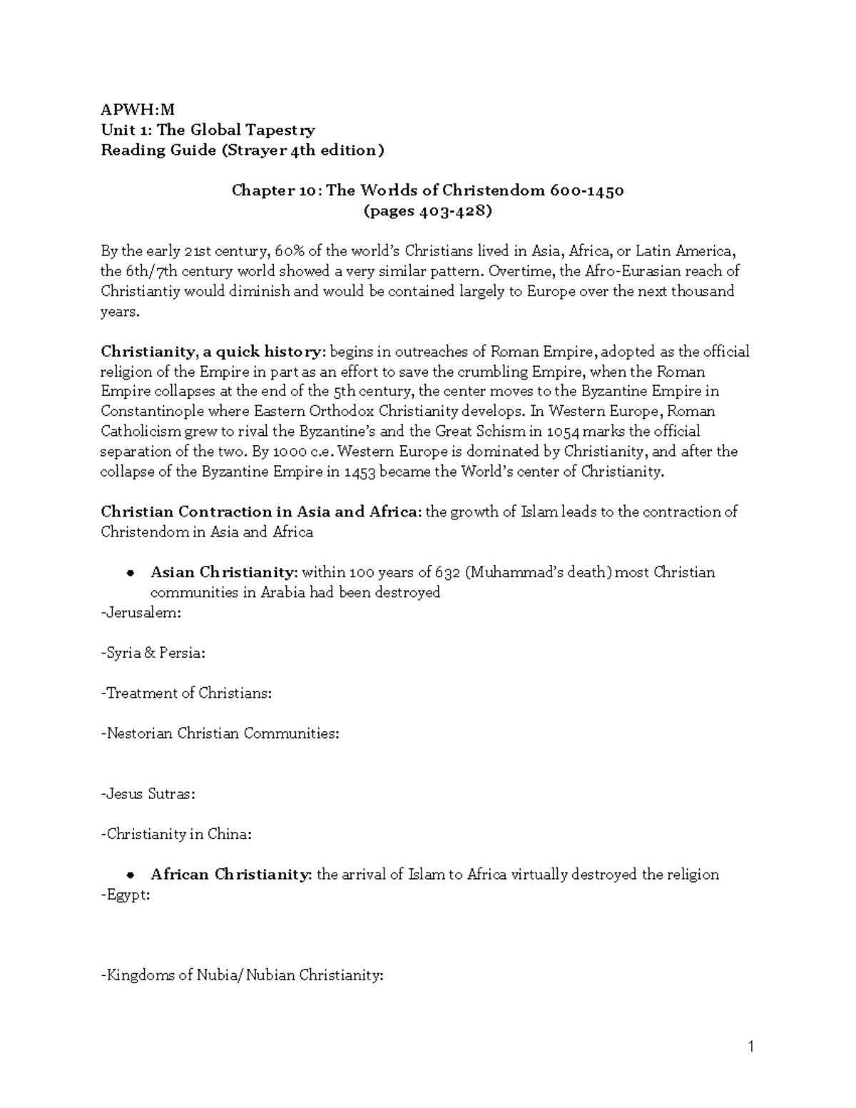 U1 Ch 10 reading guide fffff APWHM Unit 1 The Global Tapestry