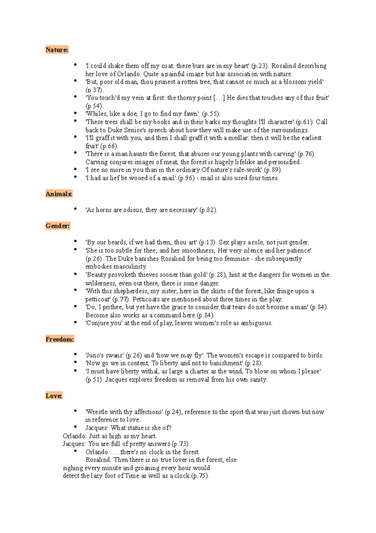 As You Like It - Themes - Summary of most important notes of As You ...