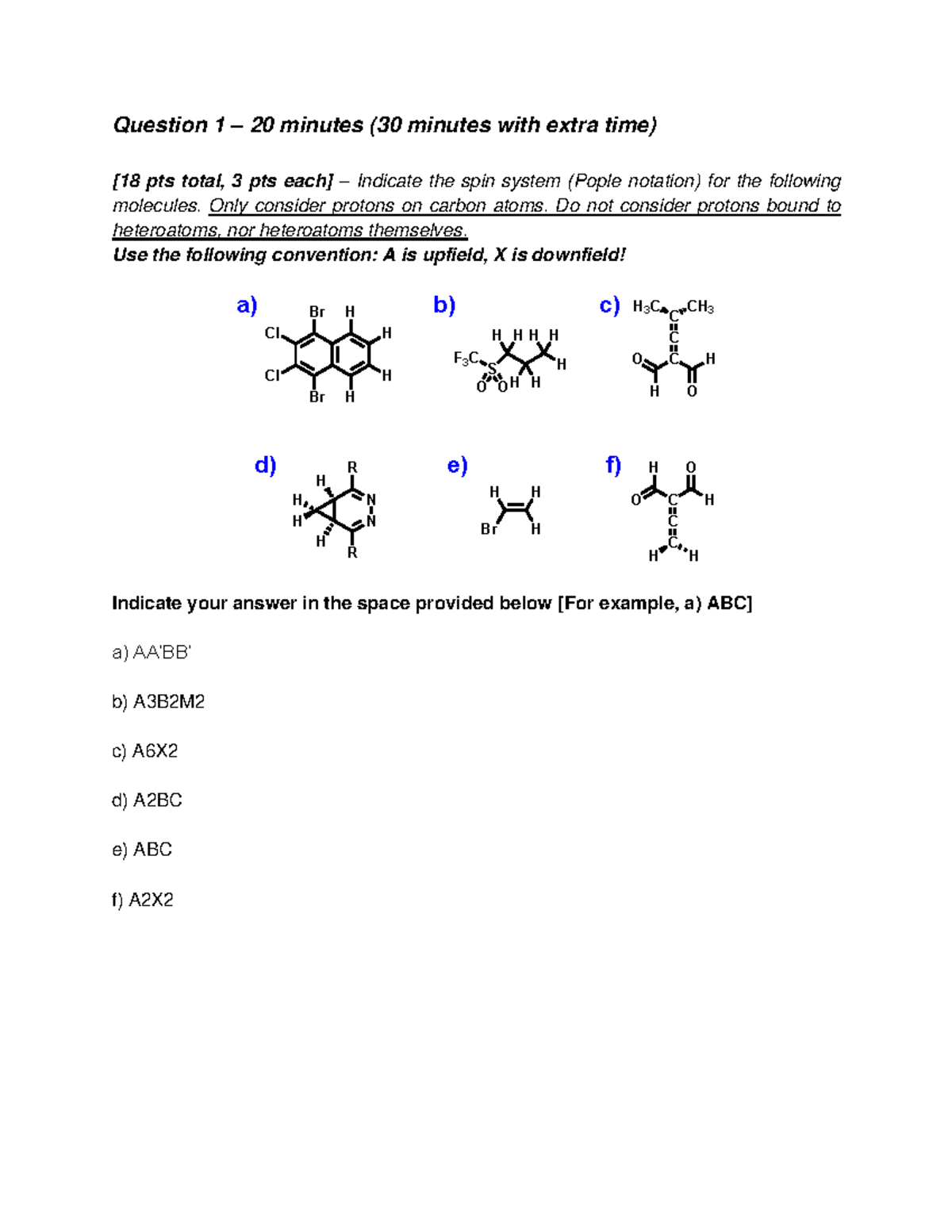 Answers practice exam NMR 2020/2021 Analytical NMR spectroscopy UvA