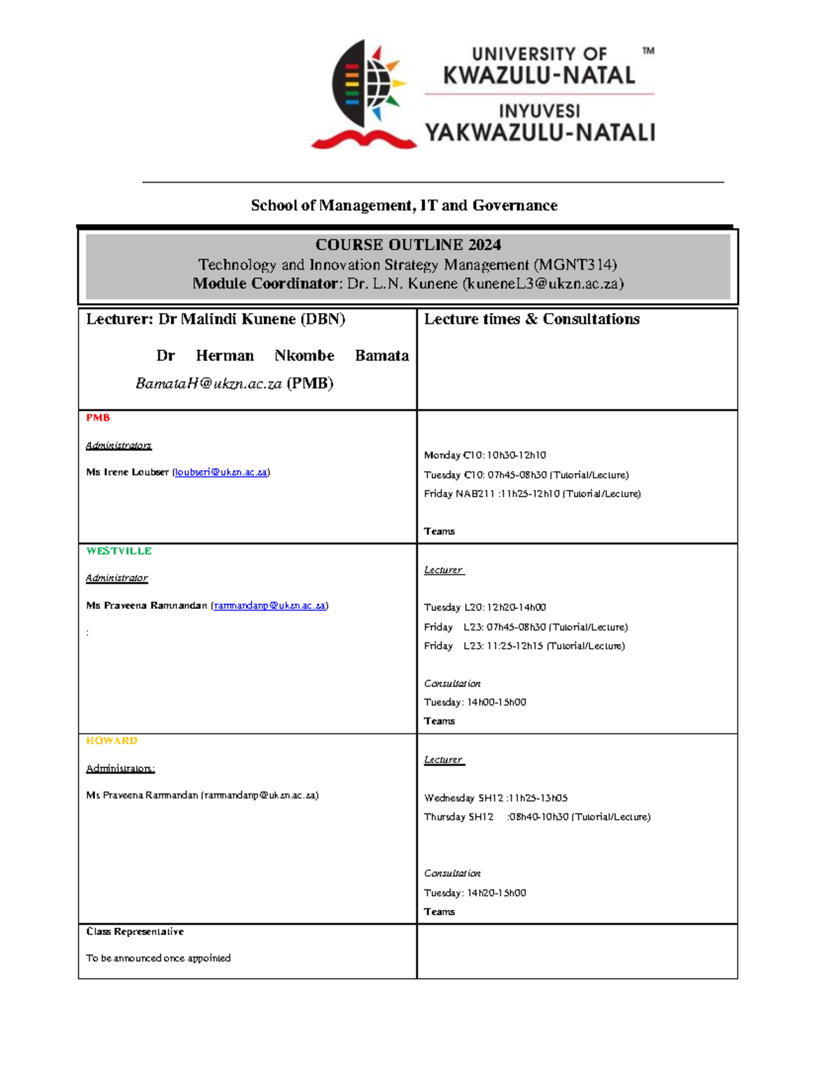 MGNT314 Course outline 2024 - School of Management, IT and Governance ...