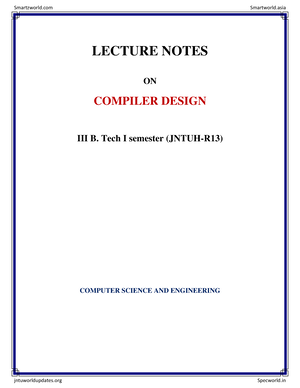 Compiler Design DOCUMENT LECTURE NOTES ON COMPILER