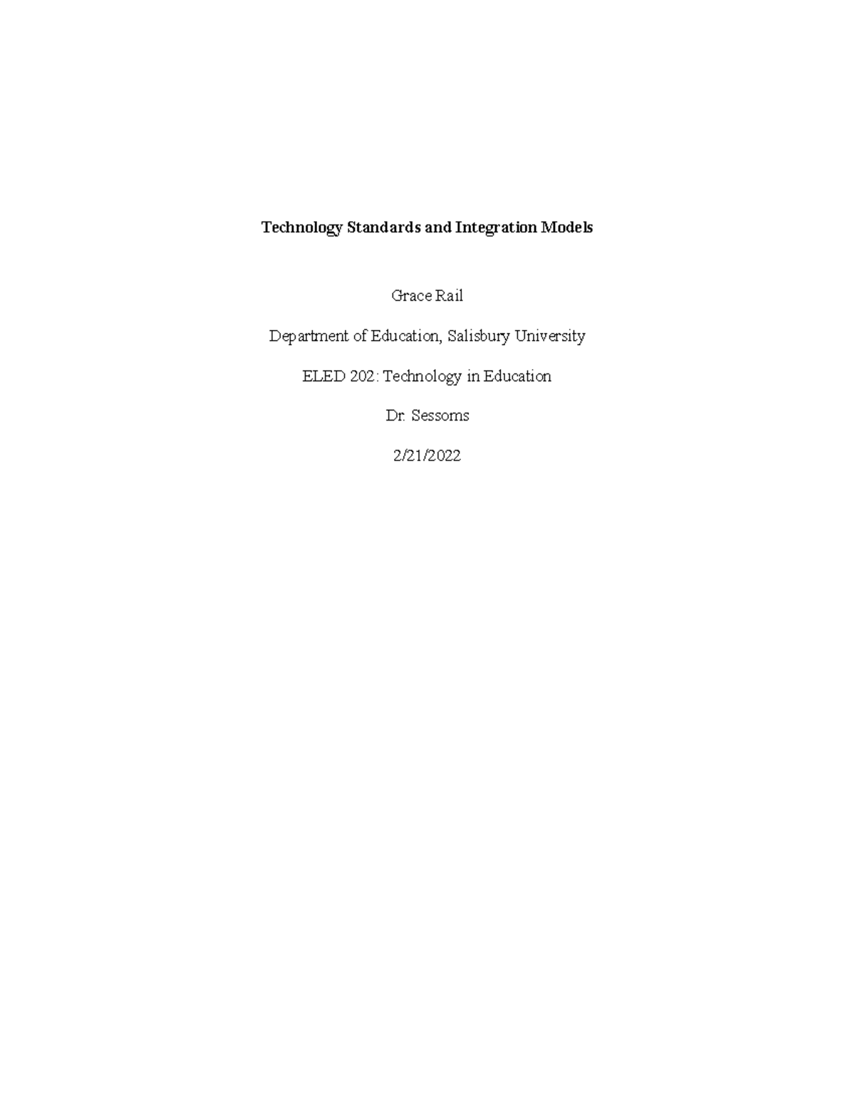 Tech Standards and Integration Models - Technology Standards and ...