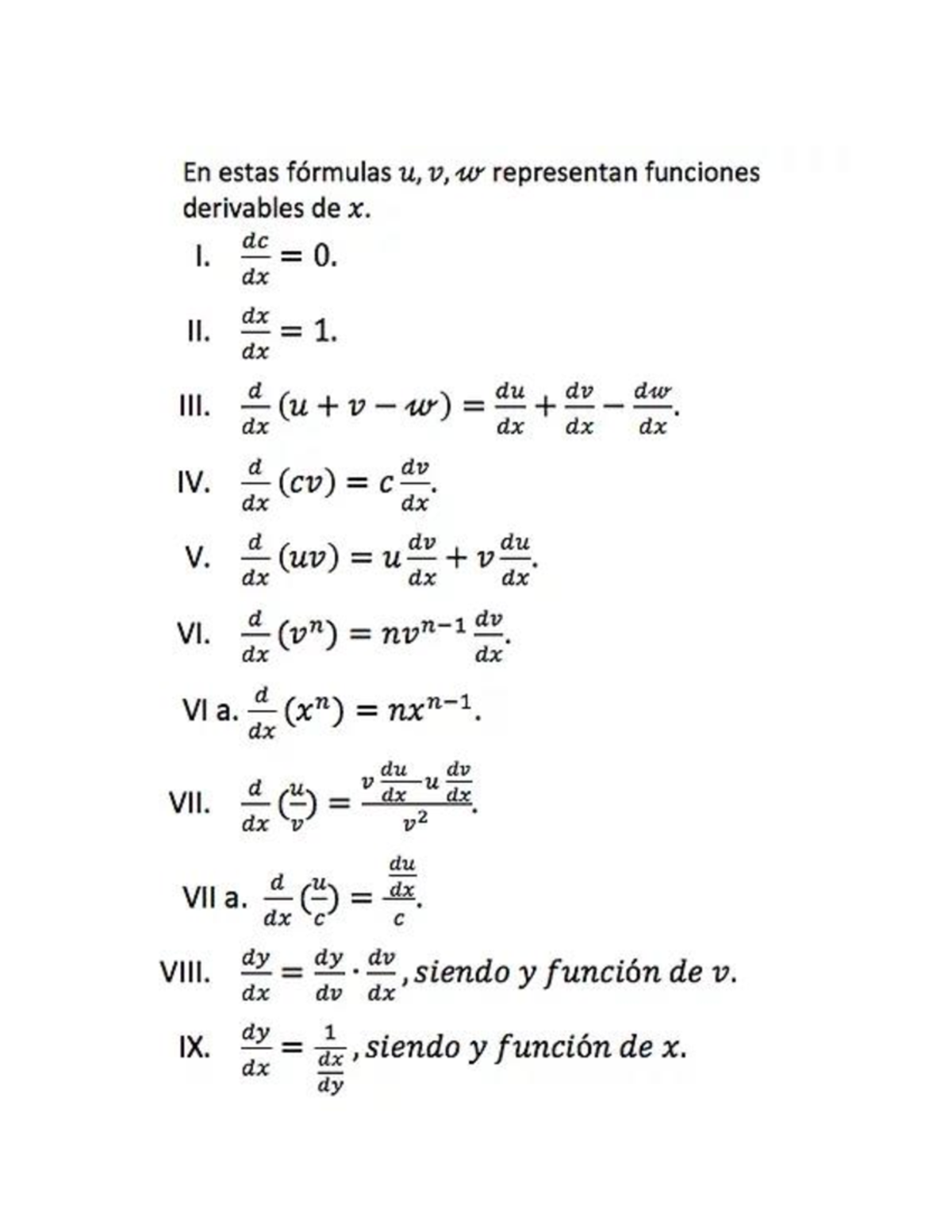 Formulario - Pensamiento matemático - En estas fórmulas U, V, w ...