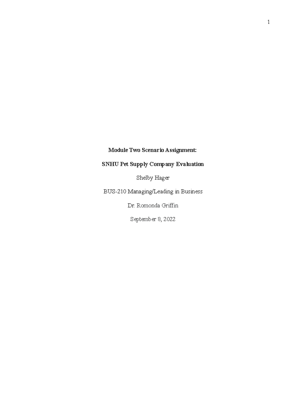 BUS-210 Module Two Scenario Assignment - Module Two Scenario Assignment ...