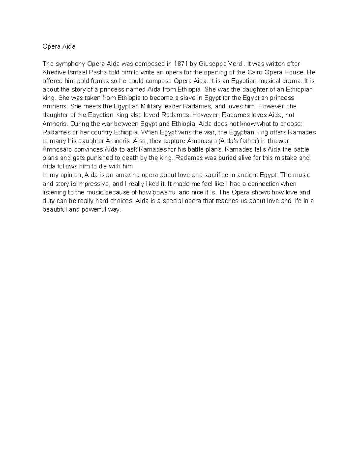 Opera Aida - It was written after Khedive Ismael Pasha told him to ...