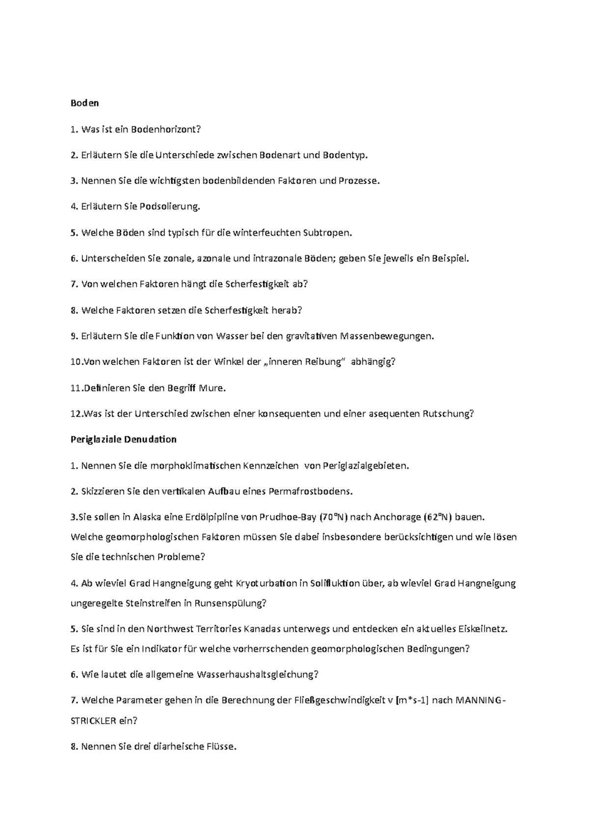 Übungsfragen Tutorium Exogene Dynamik Boden Was ist ein Bodenhorizont? Erläutern