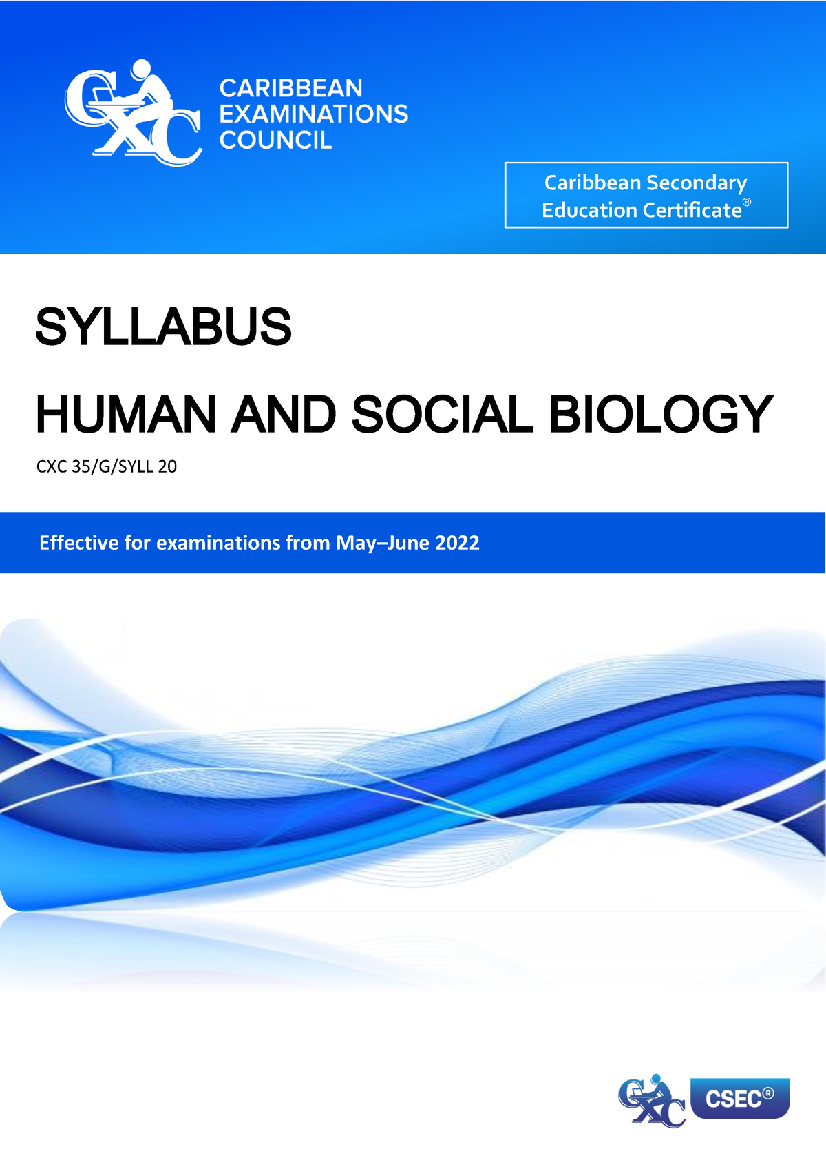 Csec Human And Social Biology Syllabus Cxc 10 G Syll 17 Effective For Examinations