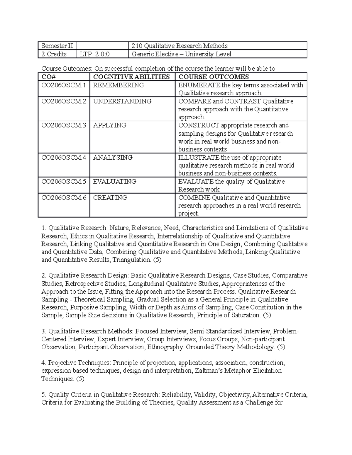 qualitative research methods syllabus