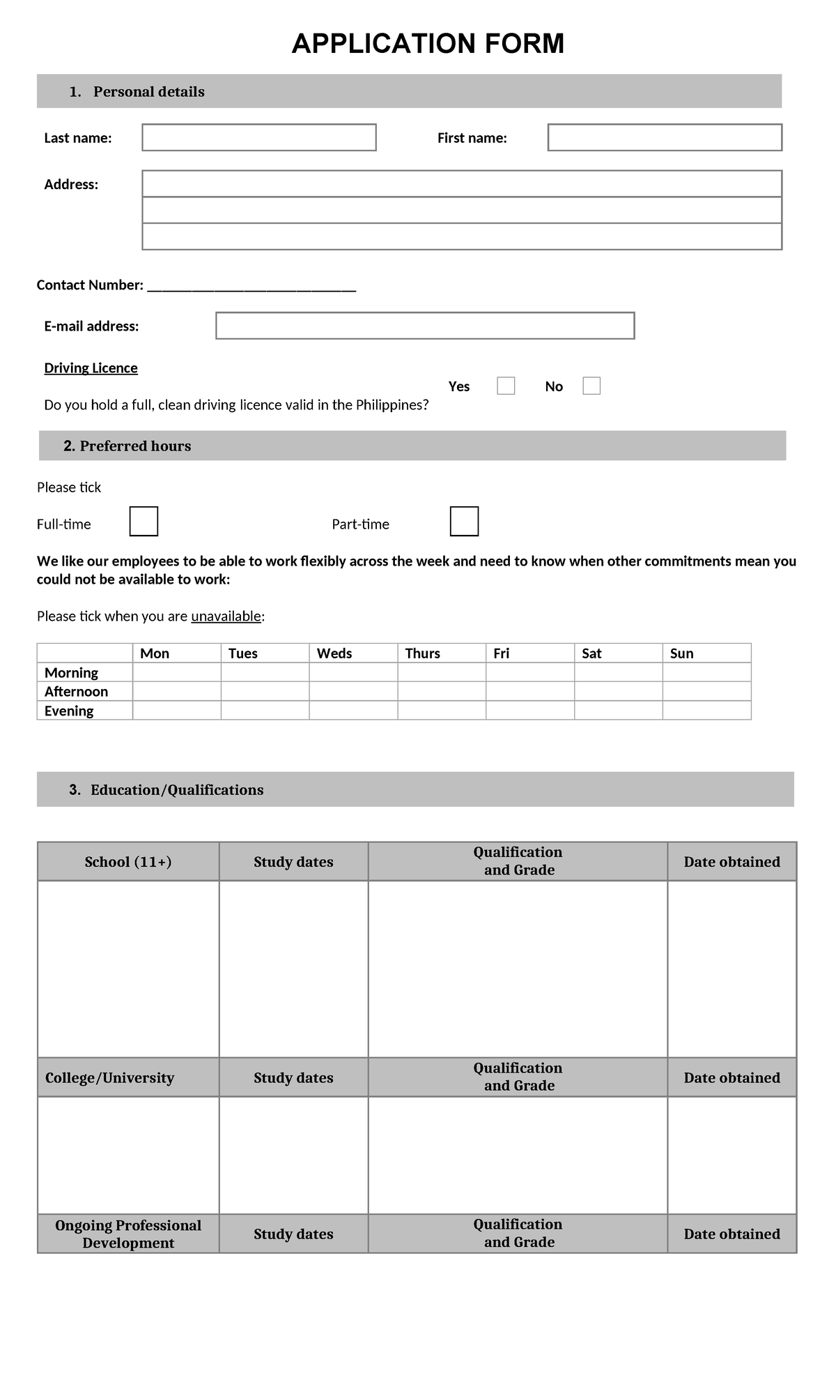 Application-Form copy - APPLICATION FORM Personal details Last name ...