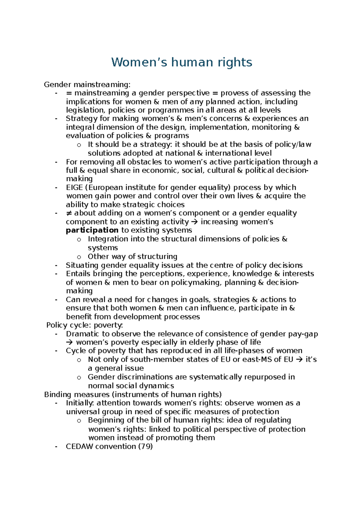 Women's human rights - Women’s human rights Gender mainstreaming ...