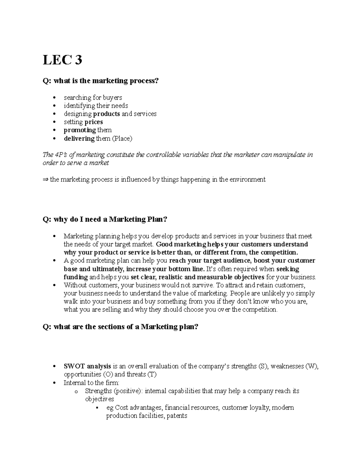 Mktg1001 Lec3 - Notes For Lecture 3 Of Principles Of Marketing - LEC 3 ...