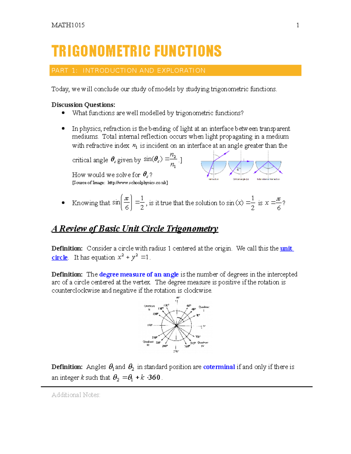 LEC 11 Trigonometric Function - TRIGONOMETRIC FUNCTIONS PART 1 ...