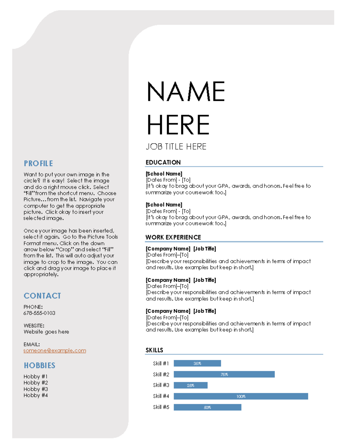 Name - sample job resume - NAME HERE JOB TITLE HERE PROFILE Want to put ...