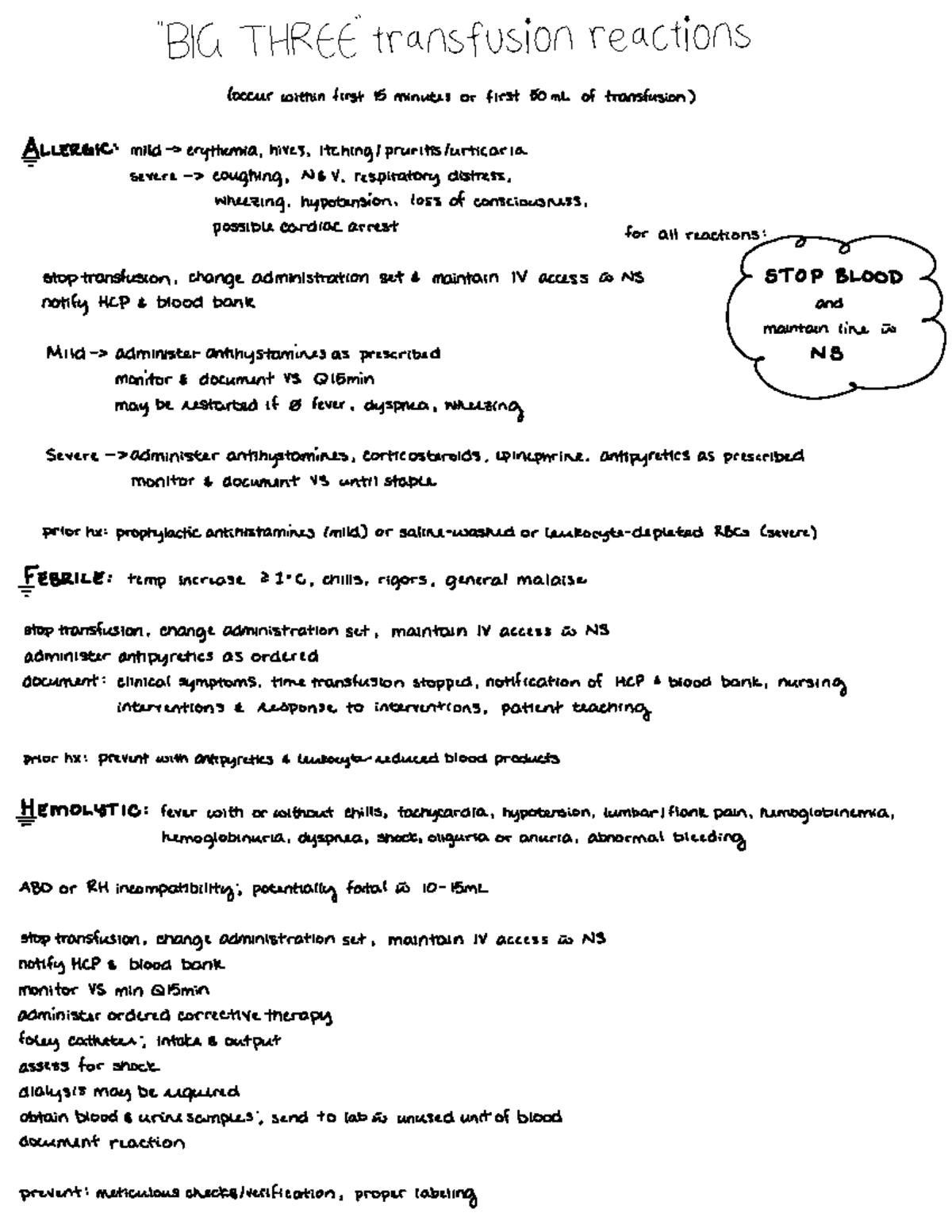 Blood transfusion rxns - BIG THREE transfusion reactions ' ' Il ( occur ...