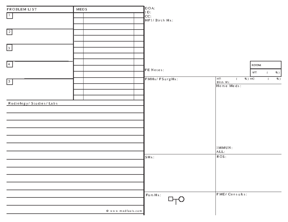 Peds pdf sheet for Assessments and stuff - P ROB LEM LI S T 1 2 3 4 5 I ...