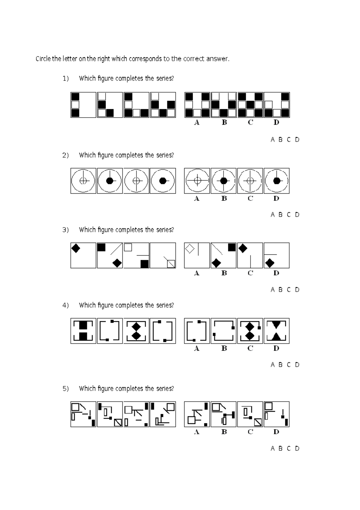 Psychometric Success Abstract Reasoning-Practice Test 1 - Circle the ...