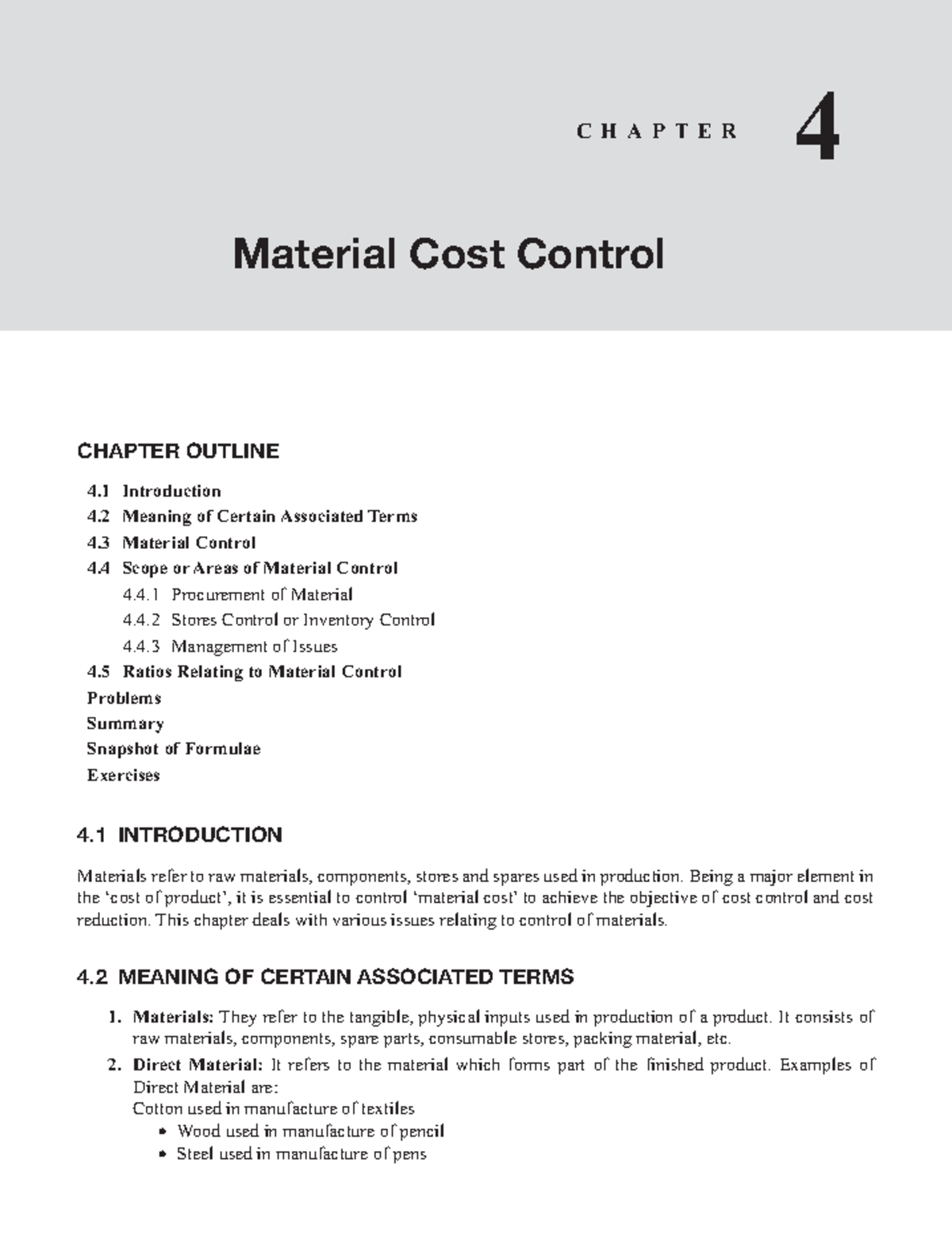 Chapter 4 Material Cost Control Studocu