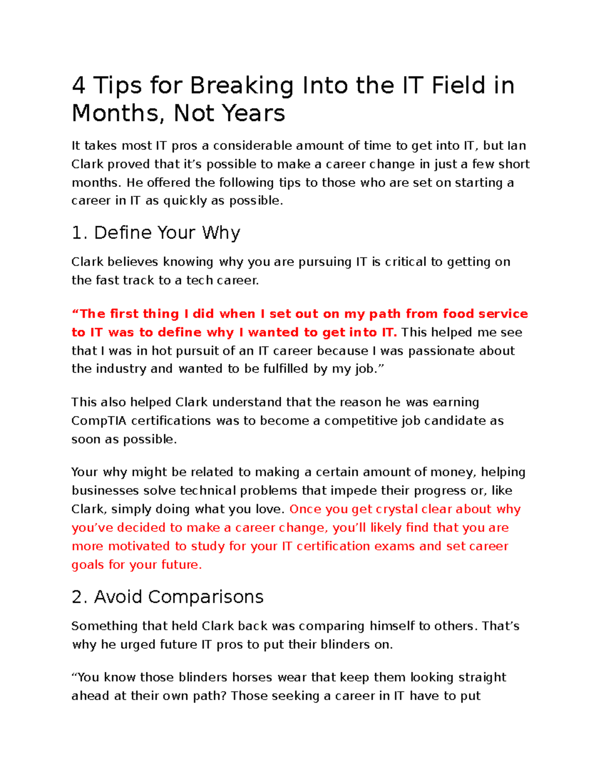 4 Tips for Breaking Into the IT Field in Months - He offered the ...