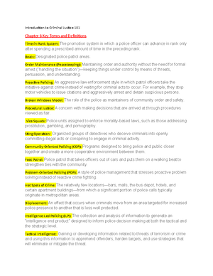 CJ Notes Ch. 5 - roth - Introduction To Criminal Justice 101 Chapter 5 ...