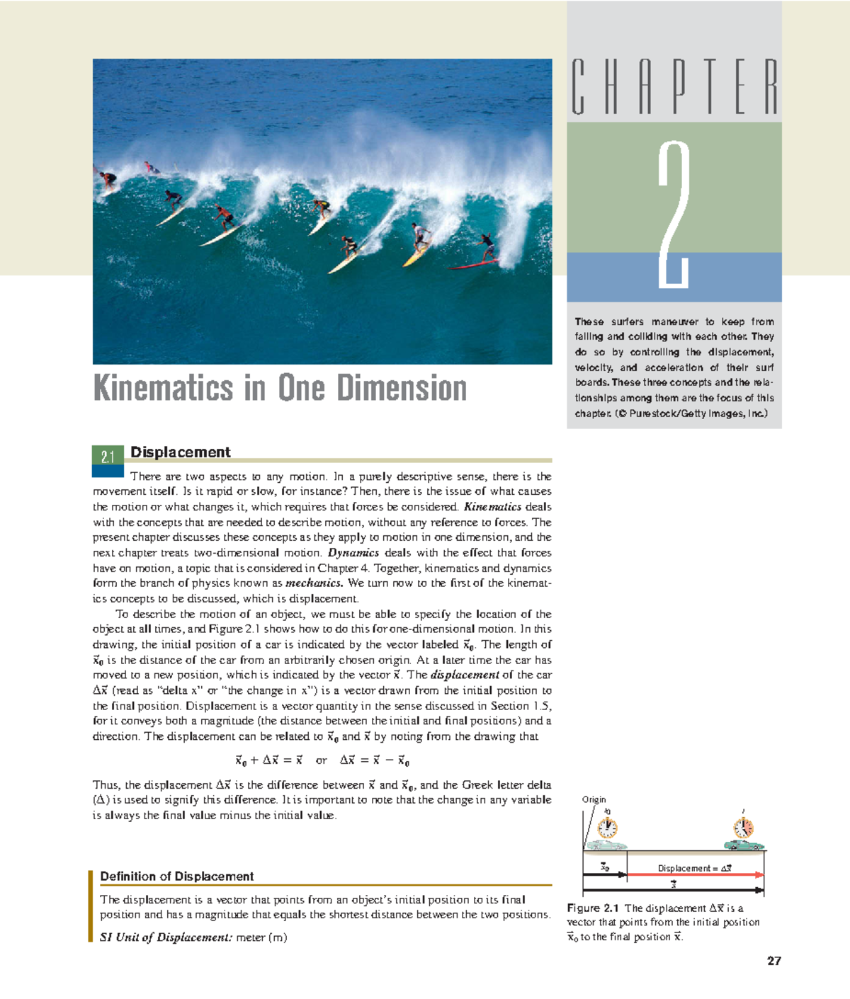 Chapter 02 - Kinematics in One Dimension - CHAPTER 2 Kinematics in One ...