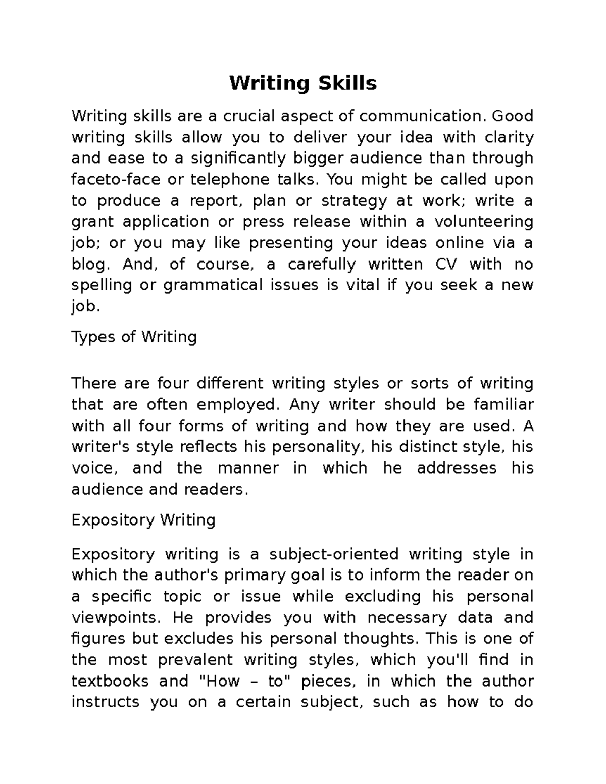 Writing Skills Lecture Notes 2 Writing Skills Writing Skills Are A