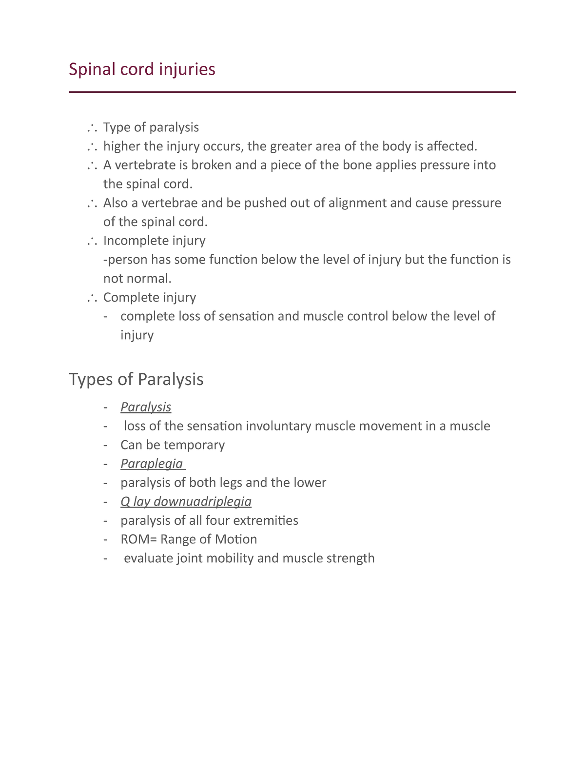 case study partial paralysis answer