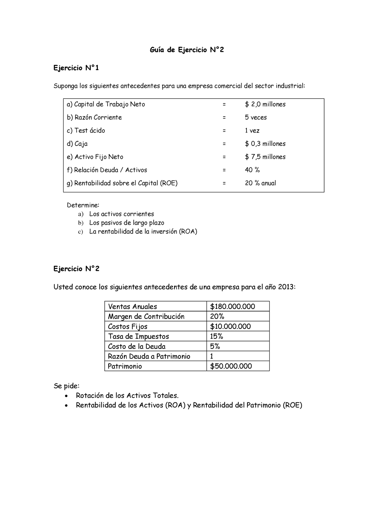 Guia De Ejercicio N°2MCA - Guía De Ejercicio N° Ejercicio N° Suponga ...