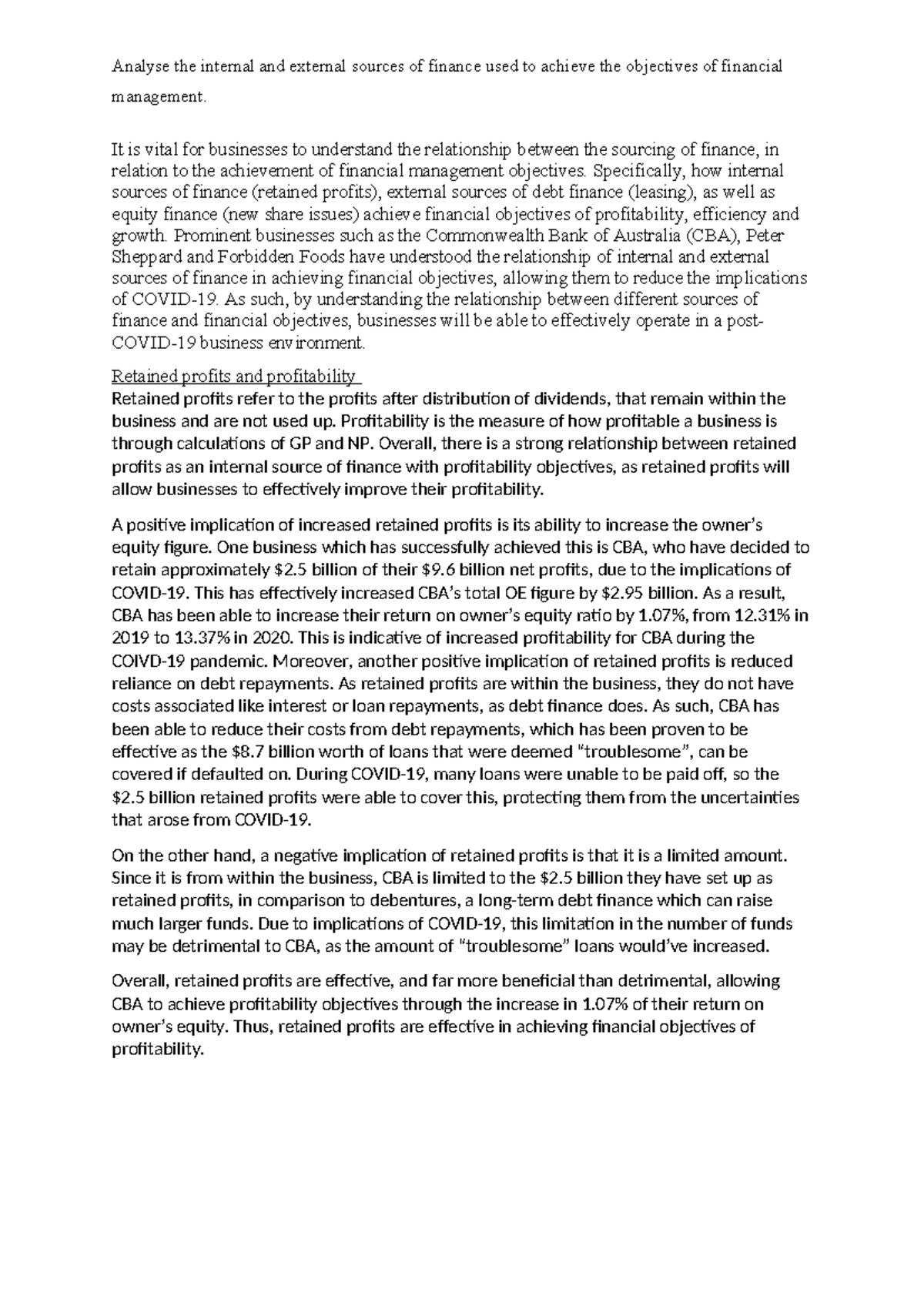 Exemplar ER Q2 - Yes - Analyse the internal and external sources of ...