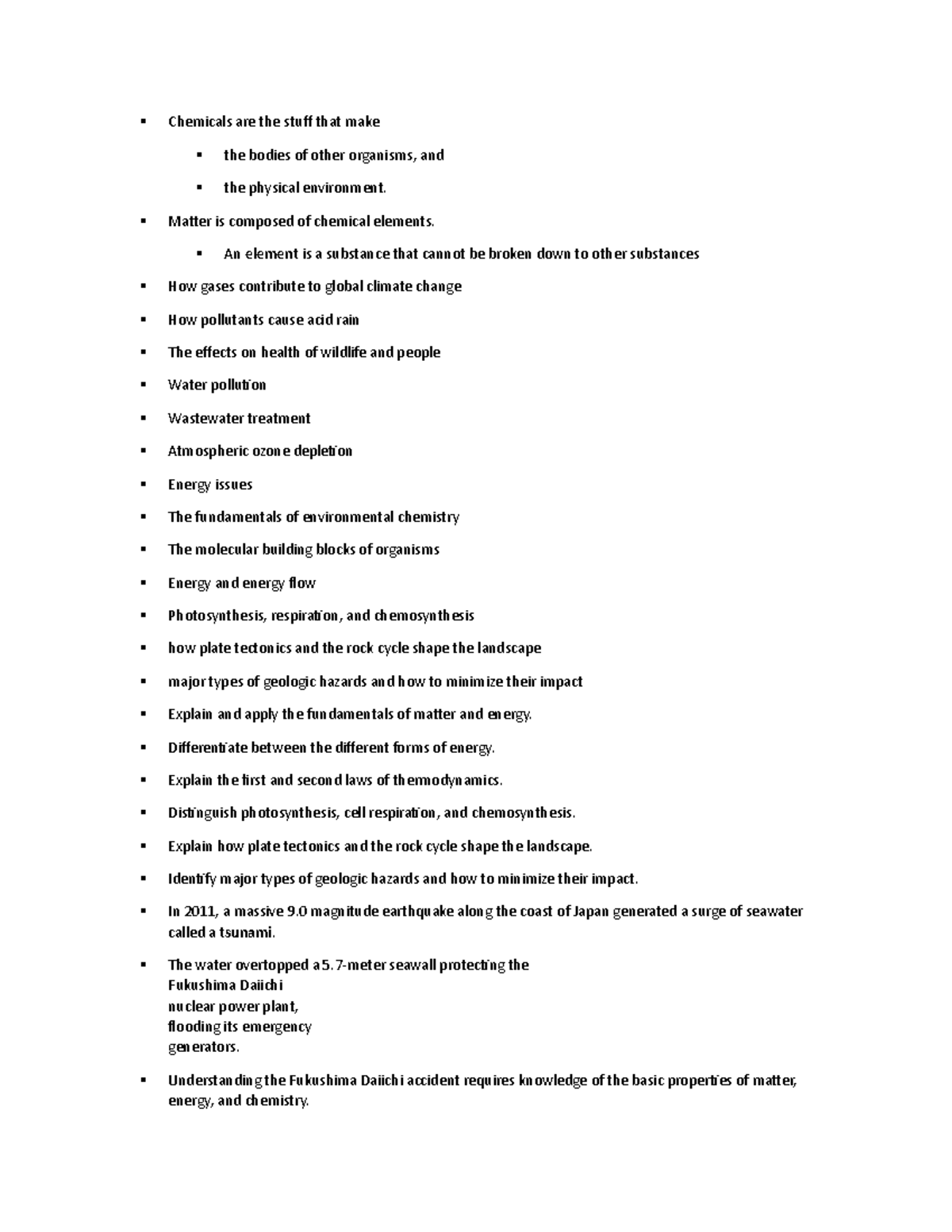 Chemicals - SUMMARY OF CHEMISTRY PLUS EARTH SCIENCE MATERIAL FALL 2019 ...