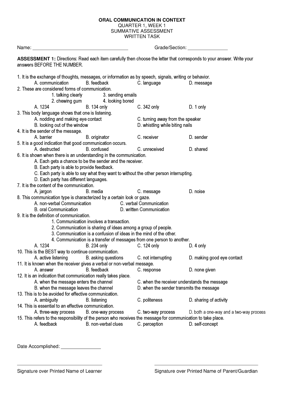 SA Q1 W1 OCC - docs - ORAL COMMUNICATION IN CONTEXT QUARTER 1, WEEK 1 ...