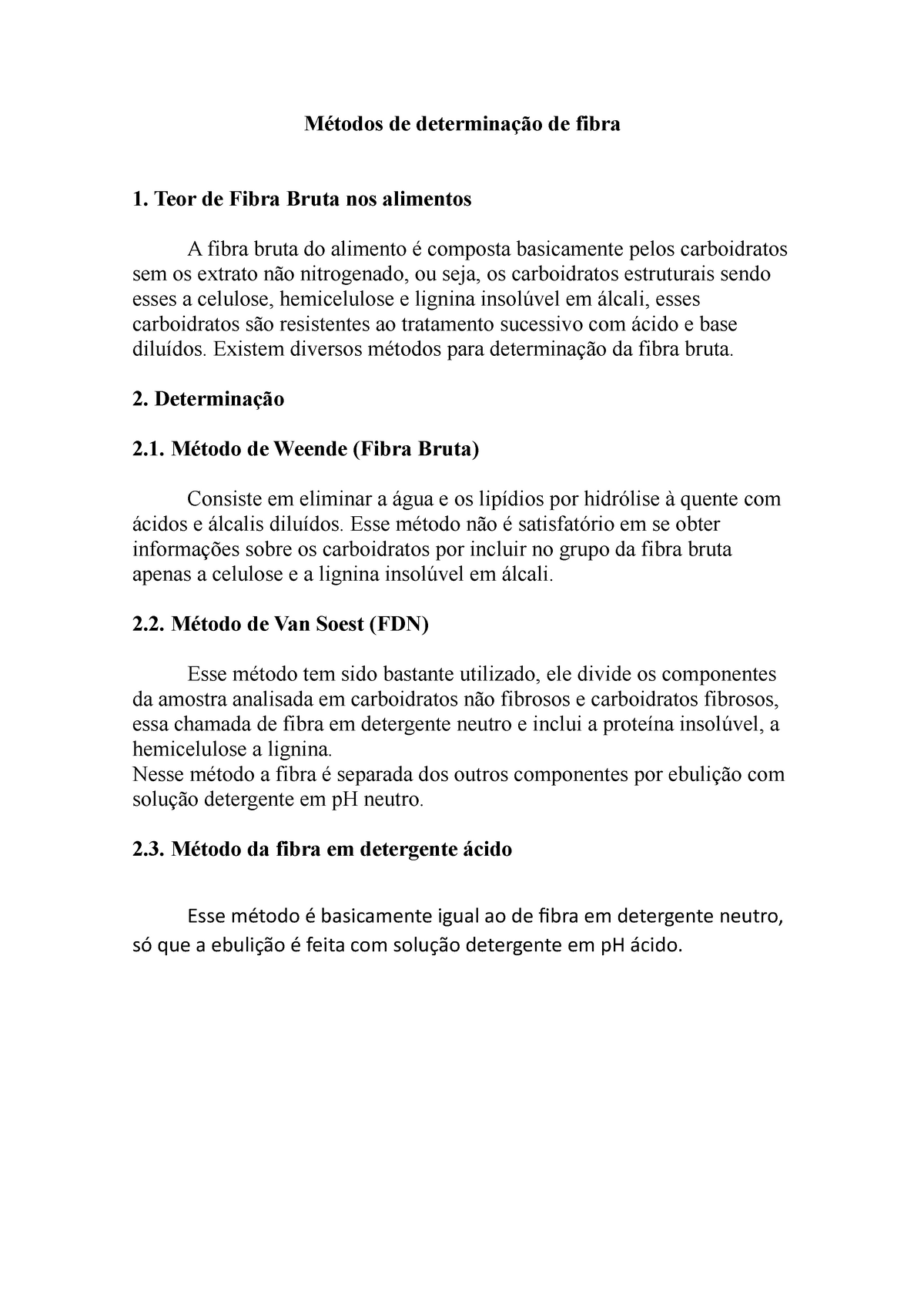 Métodos De Determinação De Fibra De De Fibra 1 Teor De Fibra Bruta Nos Alimentos A Fibra 6971