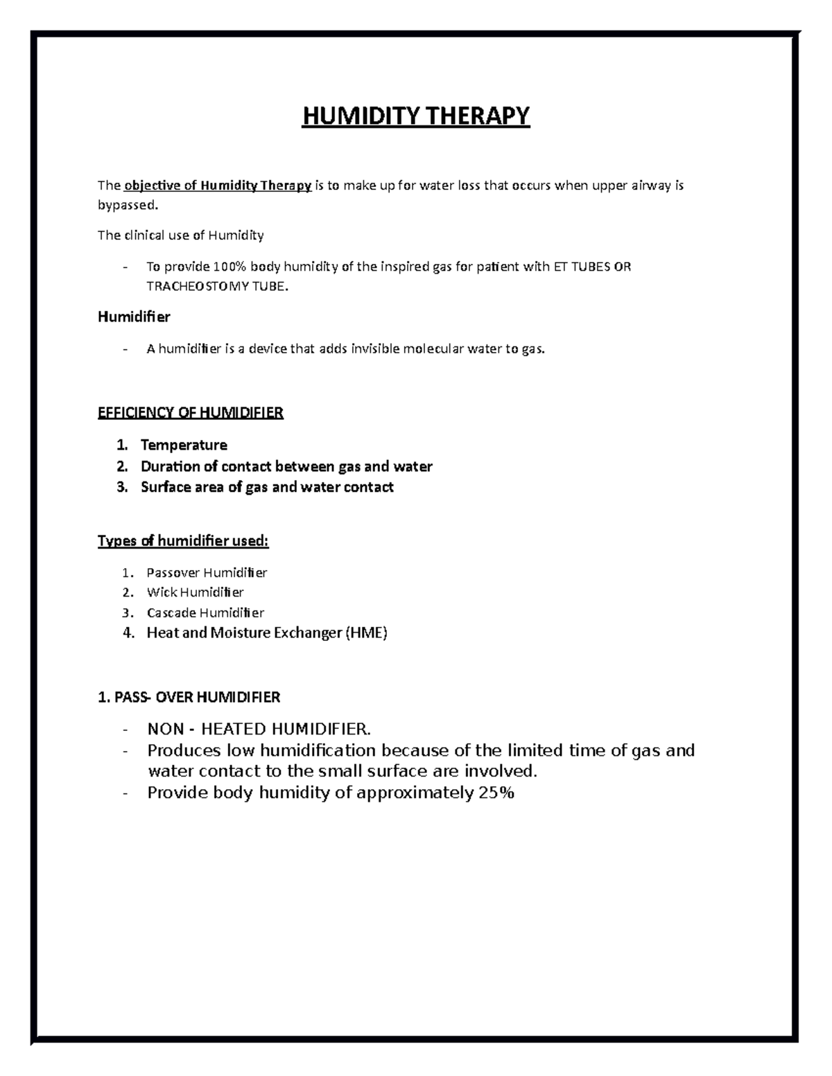Airway Maintenance erwerwetretrtert5ewr HUMIDITY THERAPY The