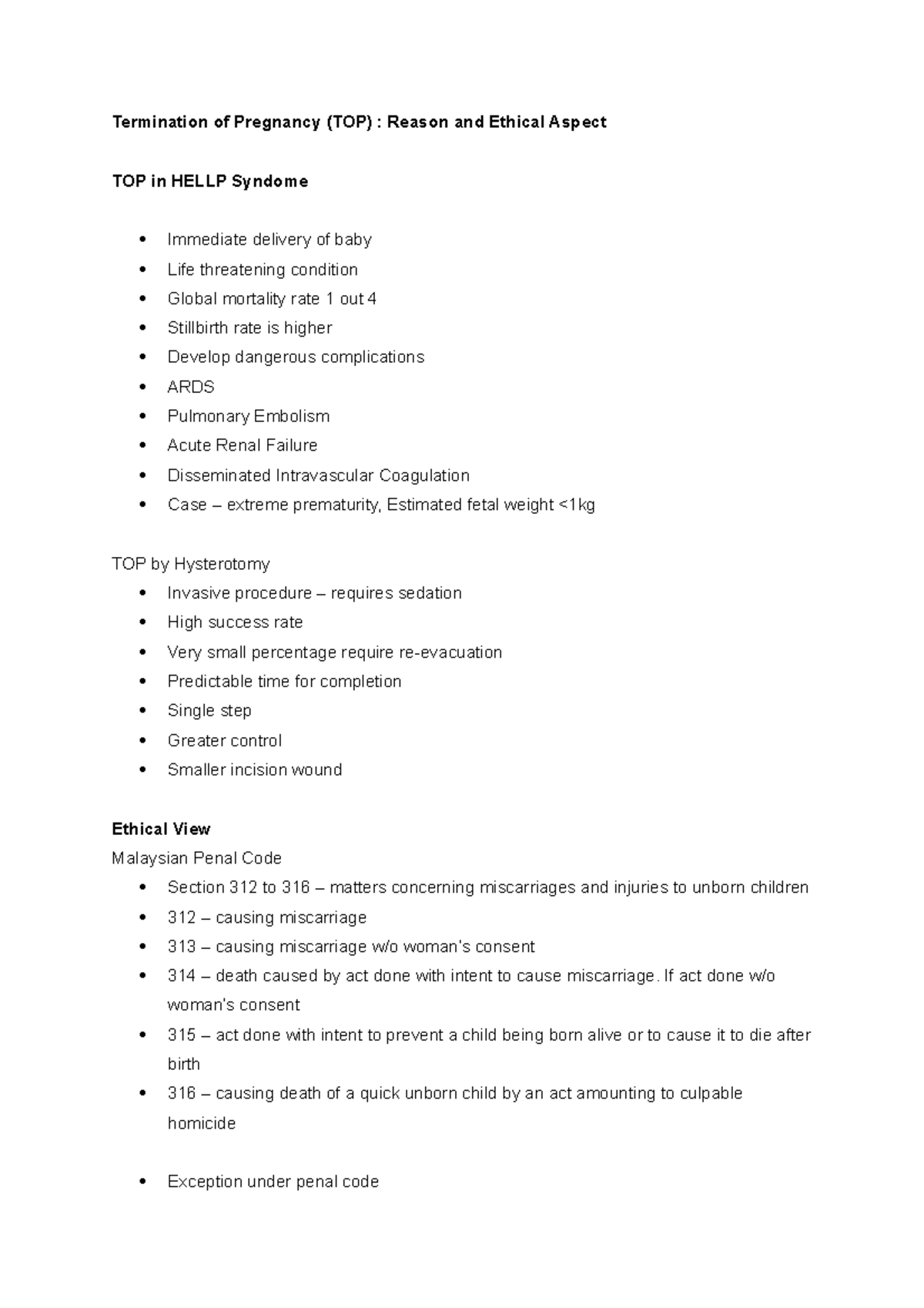 TOP - Sem2 Class B - Termination Of Pregnancy (TOP) : Reason And ...