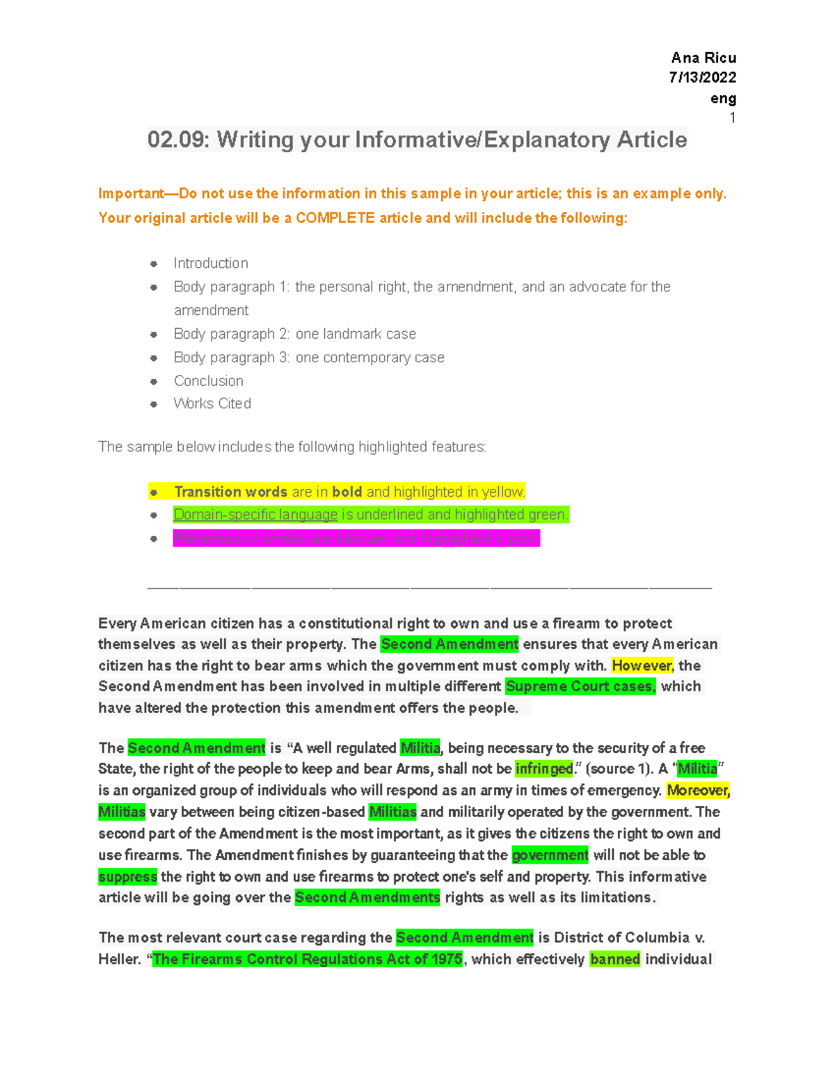 02.09 Writing your Informative Explanatory Article - Ana Ricu 7/13/ eng ...