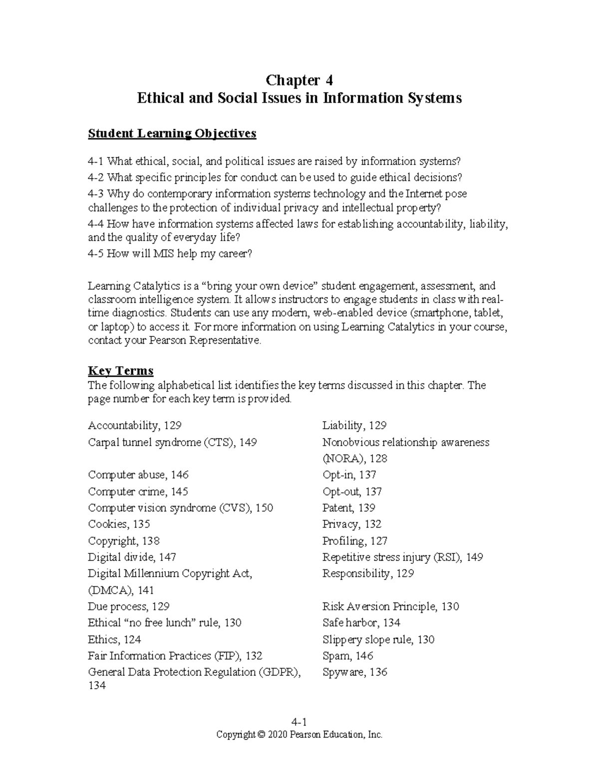 Laudon mis16e im 04 - Lecture notes - Chapter 4 Ethical and Social ...