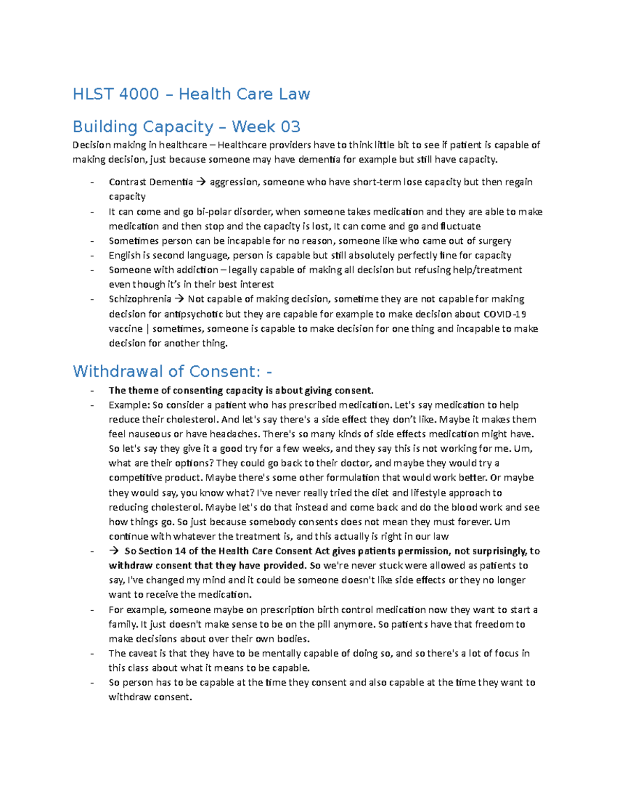 HLST 4000 Healthcare Law HLST 4000 Health Care Law Building