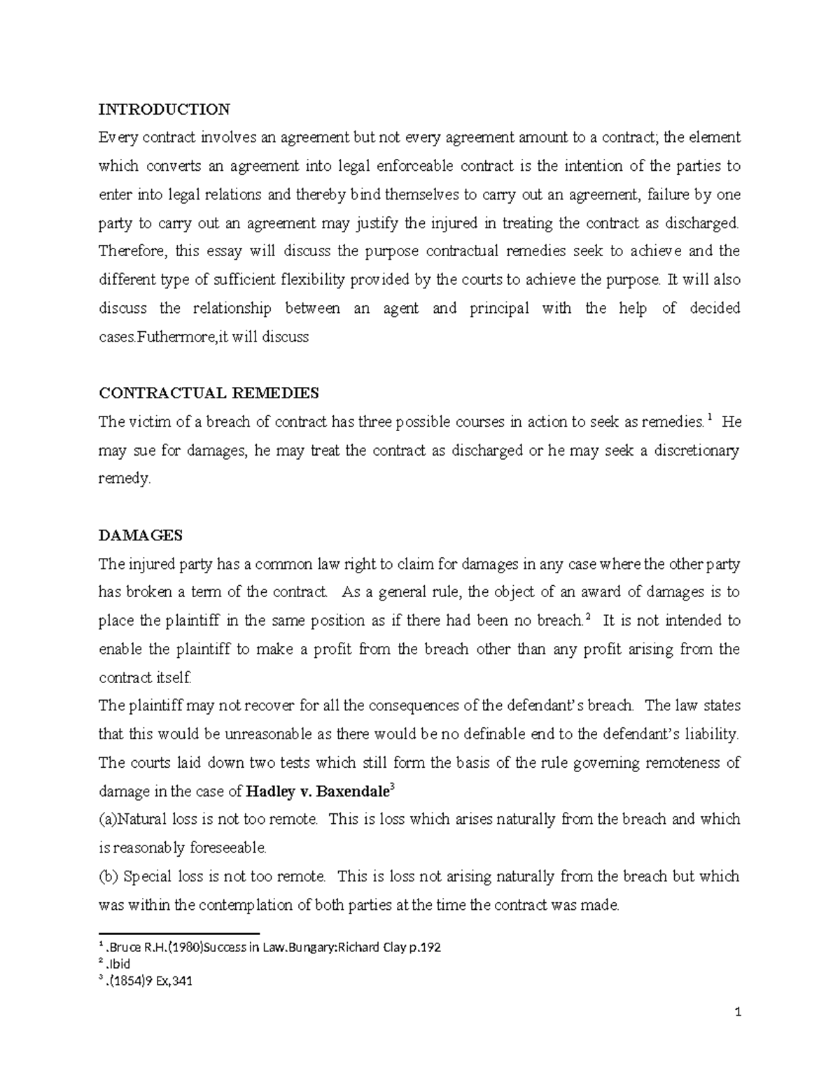 Contract Law II - INTRODUCTION Every contract involves an agreement but ...