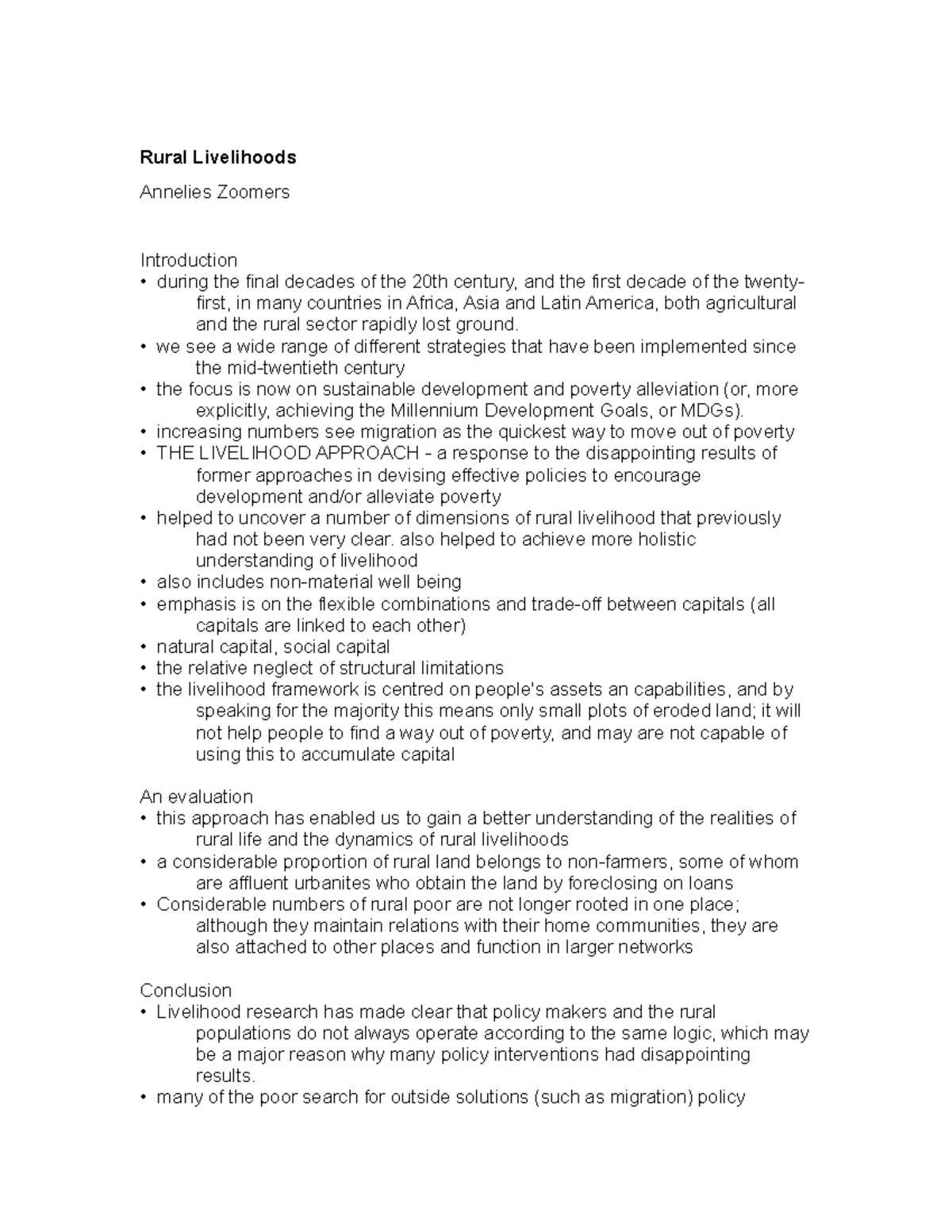 Communitydevelopment lecturenotes 6 - Rural Livelihoods Annelies ...